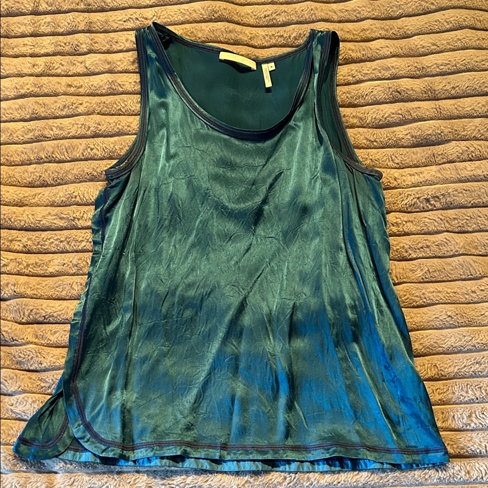 Helmut Lang tank top Italian silk turquoise  size 10